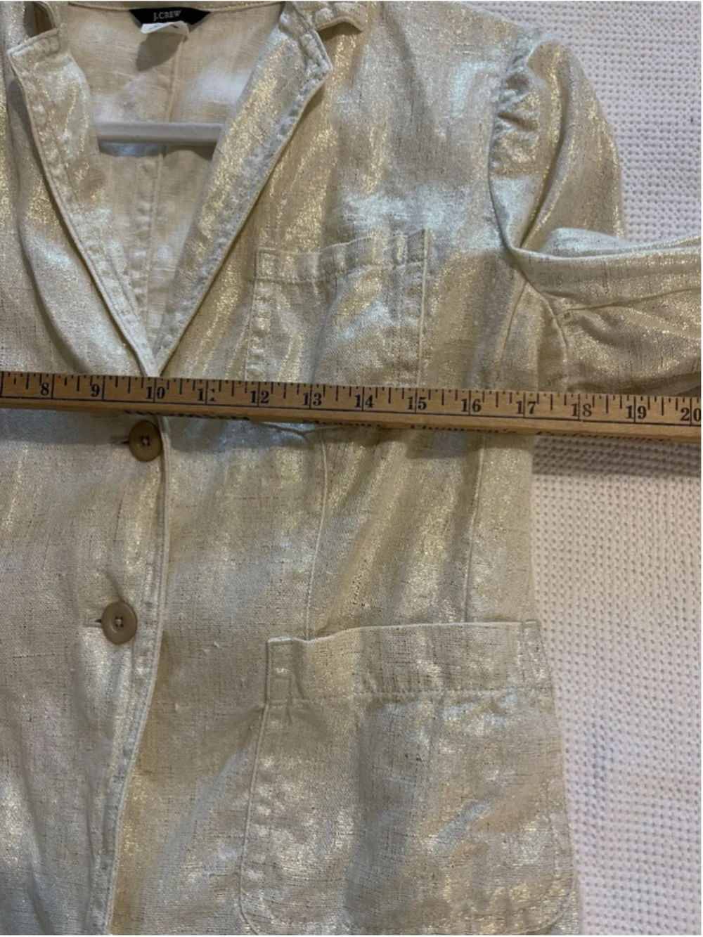 J. CREW 100% Linen Metallic Blazer Jacket Cream Gold Two Button Pockets 10